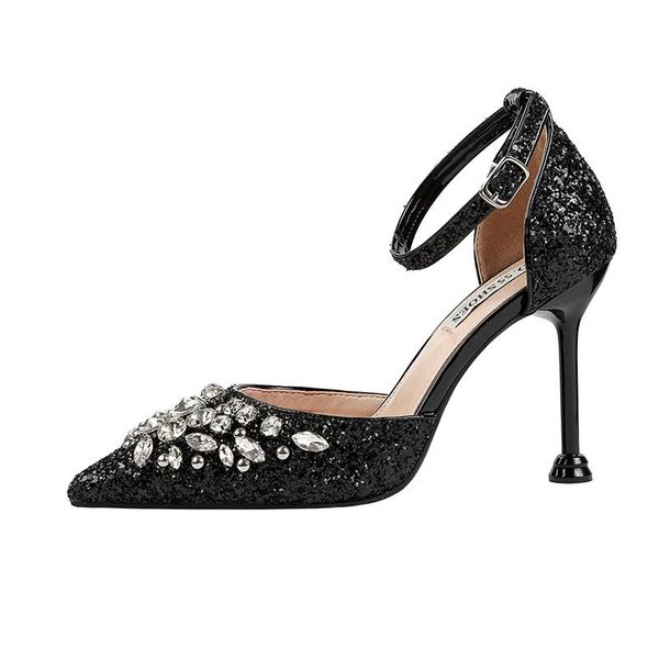 dress shoes 2021 summer sequins rhinestone sandals female pointed stiletto baotou word buckle with hollow high heel, Black
dress shoes 2021 summer sequins rhinestone sandals female pointed stiletto baotou word buckle with hollow high heel, Black