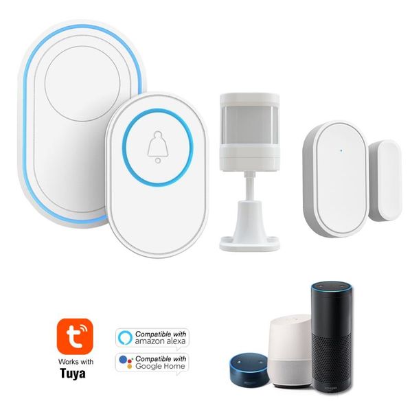 tuya alarm system with wireless wifi doorbell function outdoor indoor chime work door sensor, pir sensor systems
tuya alarm system with wireless wifi doorbell function outdoor indoor chime work door sensor, pir sensor systems