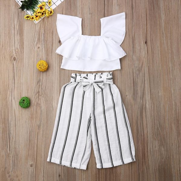 summer toddler baby girl clothes fly sleeve ruffle crop striped long pants 2pcs outfits casual, White
summer toddler baby girl clothes fly sleeve ruffle crop striped long pants 2pcs outfits casual, White