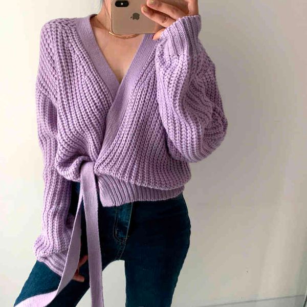 comelautumn winter loose women's cardigans sashes v-neck korean style stylish knitted chic lady sweaters female 210515, White
comelautumn winter loose women's cardigans sashes v-neck korean style stylish knitted chic lady sweaters female 210515, White