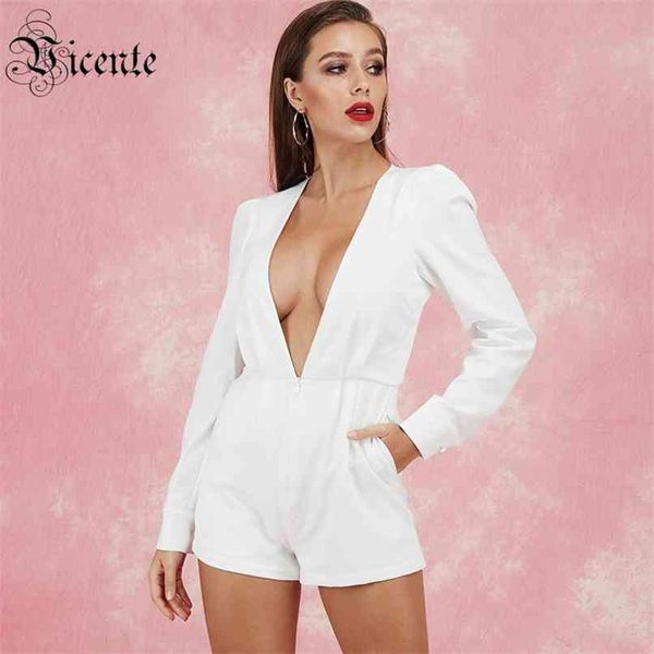 trendy long sleeves v neck pocket design celebrity party playsuit 210520, Black;white
trendy long sleeves v neck pocket design celebrity party playsuit 210520, Black;white