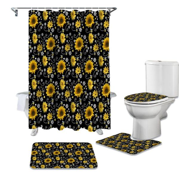 shower curtains sunflower bee flower black bathroom curtain set bath mat sets with hooks non-slip pedestal rug toilet cover
shower curtains sunflower bee flower black bathroom curtain set bath mat sets with hooks non-slip pedestal rug toilet cover