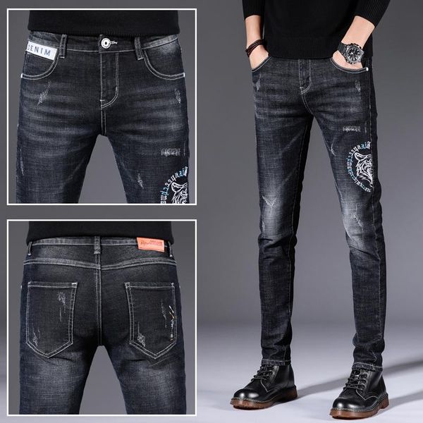 slim fit denim scratched men's black cotton vintage wash hip hop work trousers jeans pants more sizes, Blue
slim fit denim scratched men's black cotton vintage wash hip hop work trousers jeans pants more sizes, Blue