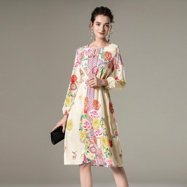 casual dresses spring 2021 women's fashion flower print long sleeve lacing slim vintage chic party vacation dress, Black;gray 
casual dresses spring 2021 women's fashion flower print long sleeve lacing slim vintage chic party vacation dress, Black;gray