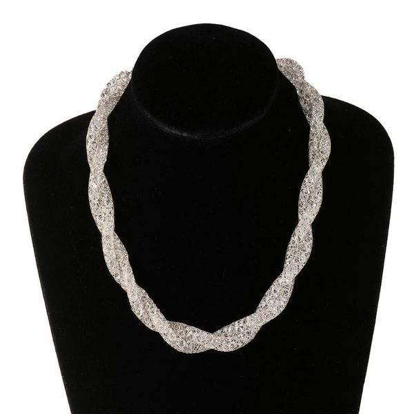 3colors fashion jewelry crystal wire mesh net tube collection necklace chain inside bling twisted women lady chains, Silver
3colors fashion jewelry crystal wire mesh net tube collection necklace chain inside bling twisted women lady chains, Silver