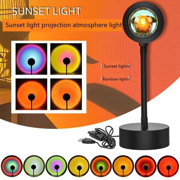 night lights led sunset light rainbow projector lamp atmosphere for home bedroom wall decoration bar lighting sun projection