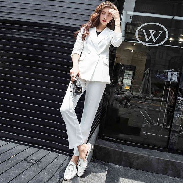 office lady two pieces sets double breasted notched solid blazer jacket + zipper work suit women business pant suits outfit 210416, White
office lady two pieces sets double breasted notched solid blazer jacket + zipper work suit women business pant suits outfit 210416, White
