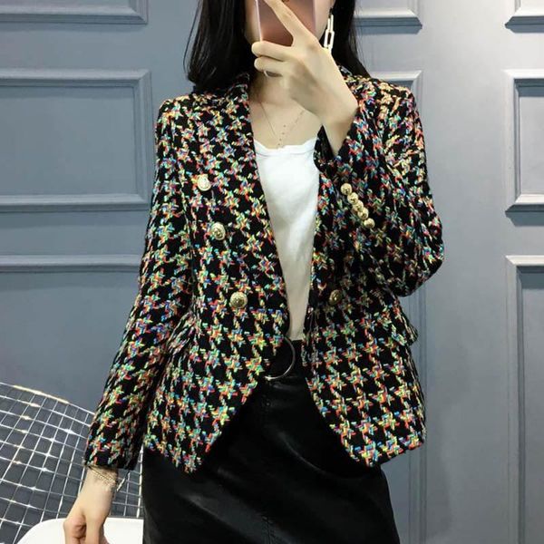 women's suits & blazers fashion runway 2021 designer blazer double breasted lion metal buttons plaid tweed wool, White;black
women's suits & blazers fashion runway 2021 designer blazer double breasted lion metal buttons plaid tweed wool, White;black