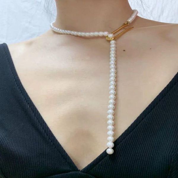 chains pearl necklace french socialite temperament female choker adjustable clavicle chain, Silver
chains pearl necklace french socialite temperament female choker adjustable clavicle chain, Silver