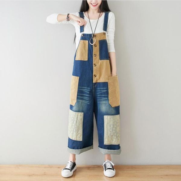 wide leg denim jumpsuits baggy contrast color overalls 2021 vintage patchwork cowboy loose rompers drop crotch bib jeans p2294 women's, Black;white
wide leg denim jumpsuits baggy contrast color overalls 2021 vintage patchwork cowboy loose rompers drop crotch bib jeans p2294 women's, Black;white