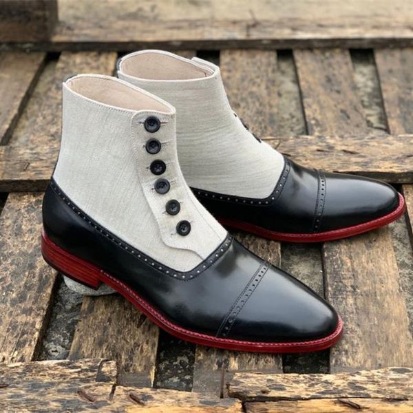 black pu sewn white oxford button ankle boots men fashion trend british gentleman banquet wedding cowboy suitable for wearing dh370
black pu sewn white oxford button ankle boots men fashion trend british gentleman banquet wedding cowboy suitable for wearing dh370