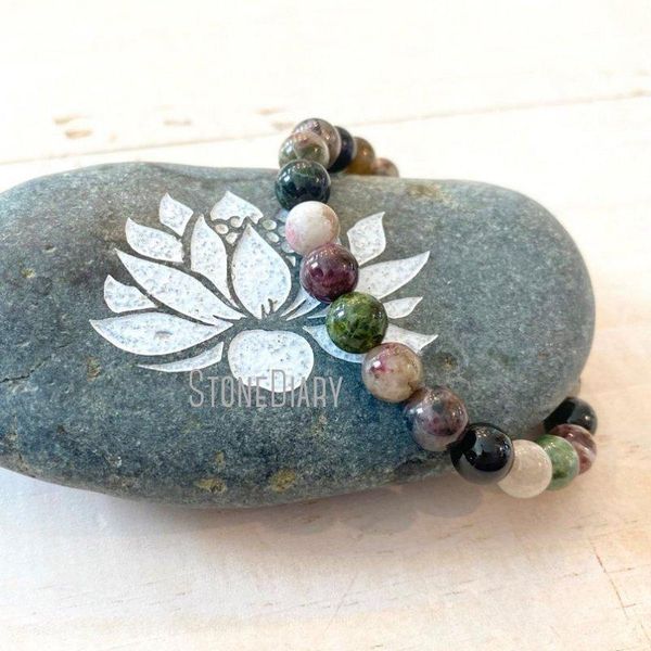 beaded, strands wmb35046 watermelon tourmaline heart chakra stone encourages patience nature healing stacking stretch bracelet mala beads, Black
beaded, strands wmb35046 watermelon tourmaline heart chakra stone encourages patience nature healing stacking stretch bracelet mala beads, Black