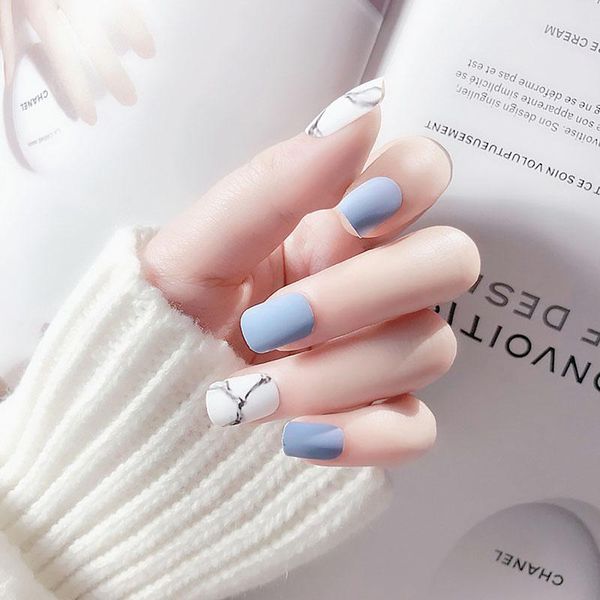 false nails 24pcs white light blue fake nail frost matte marble square artificial art tips for office home faux ongle press on to, Red;gold
false nails 24pcs white light blue fake nail frost matte marble square artificial art tips for office home faux ongle press on to, Red;gold