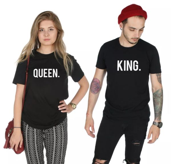 king and queen matching t-shirt t-shirts set funny valentines day his hers, White;black
king and queen matching t-shirt t-shirts set funny valentines day his hers, White;black