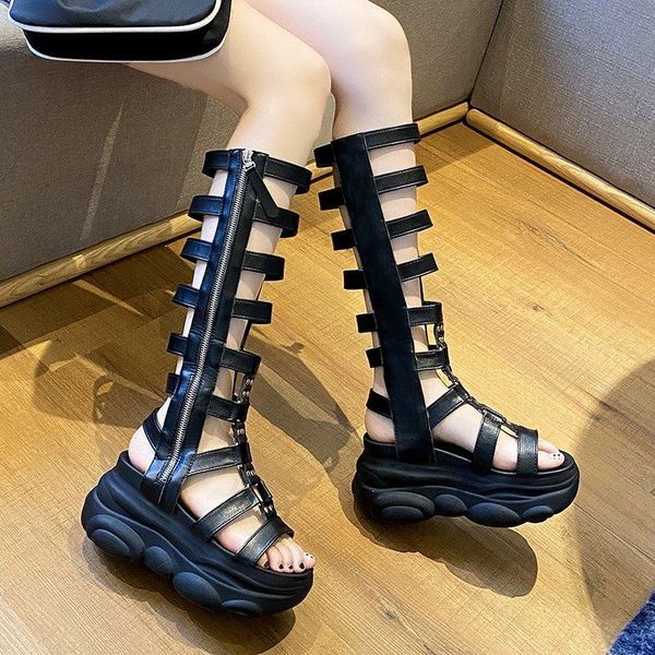 sandals platform women's summer boots high knight hollow outs leather gladiator sandalias mujer zip leisure shoes woman, Black
sandals platform women's summer boots high knight hollow outs leather gladiator sandalias mujer zip leisure shoes woman, Black