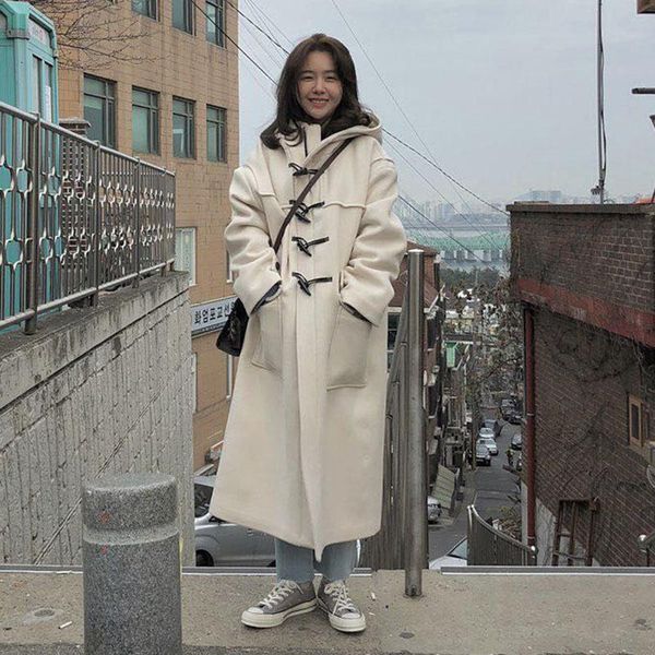 women's wool & blends cattle horn button japanese woollen coat college style 2021 medium long winter korean loose, Black
women's wool & blends cattle horn button japanese woollen coat college style 2021 medium long winter korean loose, Black