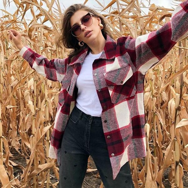 autumn long sleeve coats women cothes female warm ladies plaid coat jacket casual thick pocket women's jackets, Black;brown
autumn long sleeve coats women cothes female warm ladies plaid coat jacket casual thick pocket women's jackets, Black;brown
