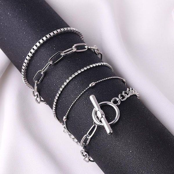link, chain 5pcs/set bohemian gold crystal thick chains bracelet for girls punk jewelry trendy lady charms women's ot buckle, Black
link, chain 5pcs/set bohemian gold crystal thick chains bracelet for girls punk jewelry trendy lady charms women's ot buckle, Black