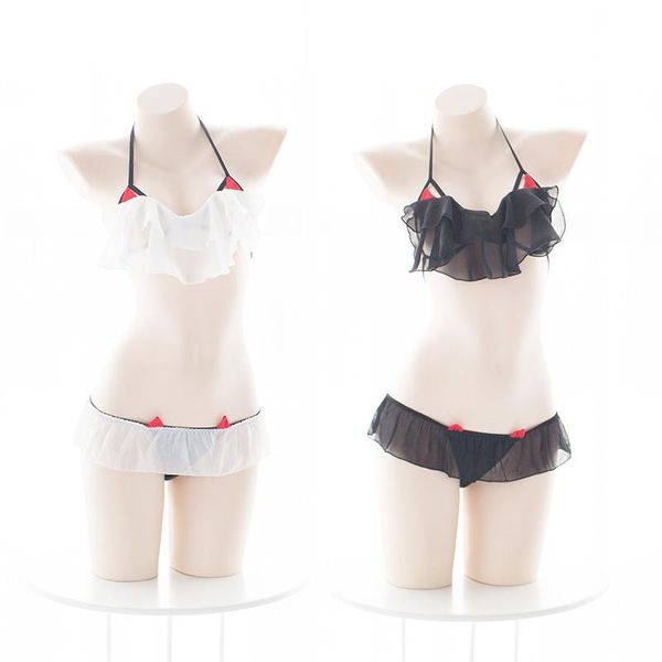 bras sets women's lingerie 2pcs set bra & panties cute little devil ruffles transparent bikini lolita underwear black white, Red;black
bras sets women's lingerie 2pcs set bra & panties cute little devil ruffles transparent bikini lolita underwear black white, Red;black