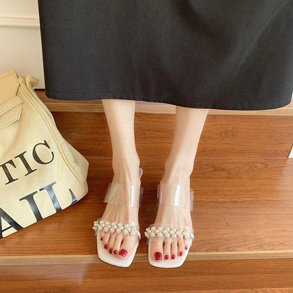 thick heel slippers women pearl transparent pvc summer elegant open toe high slides beige black 2021
thick heel slippers women pearl transparent pvc summer elegant open toe high slides beige black 2021