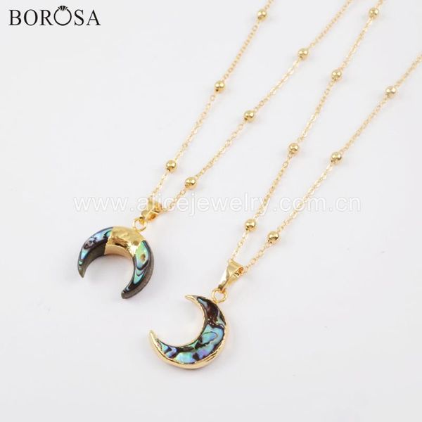pendant necklaces borosa arrival 5pcs 20inch gold color natural abalone shell moon horn metal bead chain jewelry g1717, Silver
pendant necklaces borosa arrival 5pcs 20inch gold color natural abalone shell moon horn metal bead chain jewelry g1717, Silver