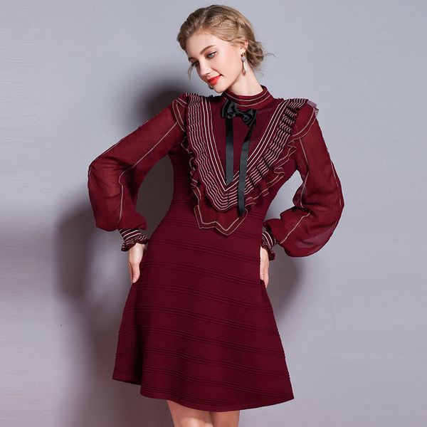 dress sweater brand women ruffle patchwork vintage lantern sleeve slim fit a-line knitted dress retro vestido, Black;gray
dress sweater brand women ruffle patchwork vintage lantern sleeve slim fit a-line knitted dress retro vestido, Black;gray
