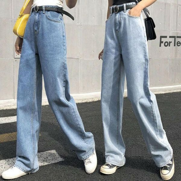 women's jeans women baggy wide leg denim high waist full length straight pants trousers, Blue
women's jeans women baggy wide leg denim high waist full length straight pants trousers, Blue