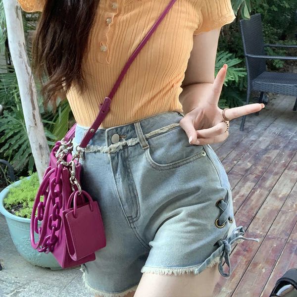 waist thin high denim shorts women's 2021 summer style side bandage design feeling washed raw edge straight pants, Blue
waist thin high denim shorts women's 2021 summer style side bandage design feeling washed raw edge straight pants, Blue