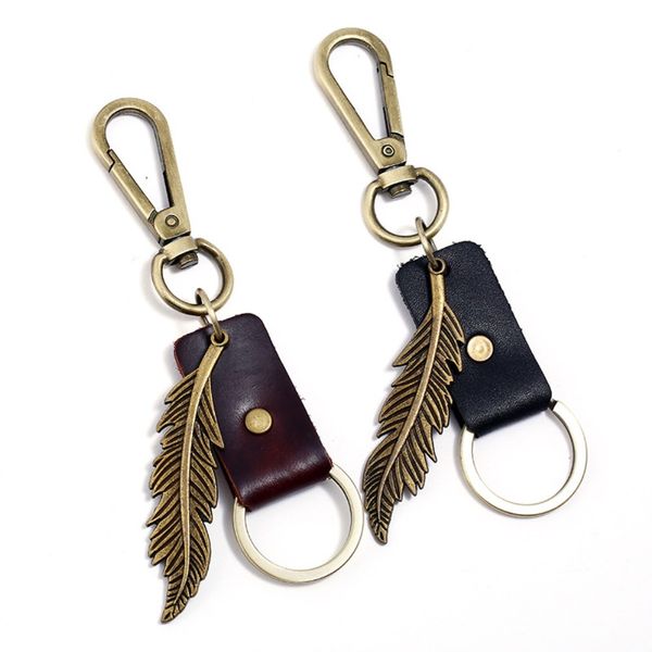 bronze alloy feather leather keychain retro jewelry creative leather small gifts, Slivery;golden
bronze alloy feather leather keychain retro jewelry creative leather small gifts, Slivery;golden