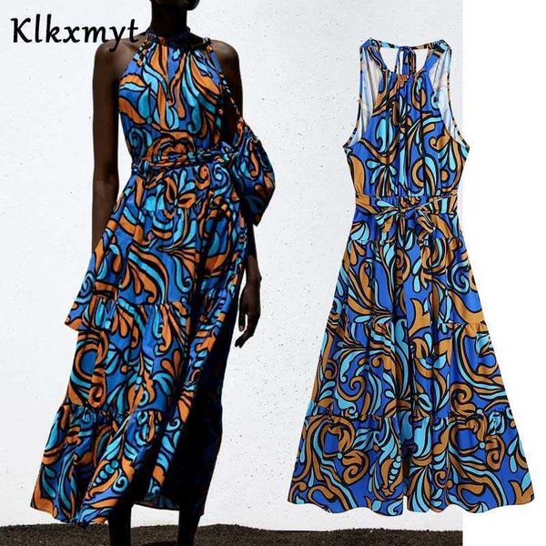 klkxmyt za summer dress women fashion print halter neck sleeveless midi dresses lace up woman ruffles casual vestido 210527, Black;gray
klkxmyt za summer dress women fashion print halter neck sleeveless midi dresses lace up woman ruffles casual vestido 210527, Black;gray