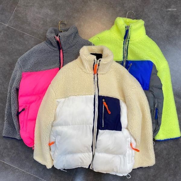 winter stand collar long sleeve lamb fur patchwork women parka pocket streetwear thicked coat cotton zipper jacket overcoat1, Black
winter stand collar long sleeve lamb fur patchwork women parka pocket streetwear thicked coat cotton zipper jacket overcoat1, Black