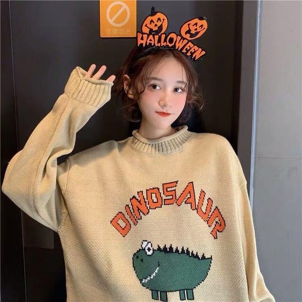 funny letter dinosaur sweater women harajuku vintage o-neck winter pullover long sleeve loose knitted oversize sweater warm, White;black
funny letter dinosaur sweater women harajuku vintage o-neck winter pullover long sleeve loose knitted oversize sweater warm, White;black