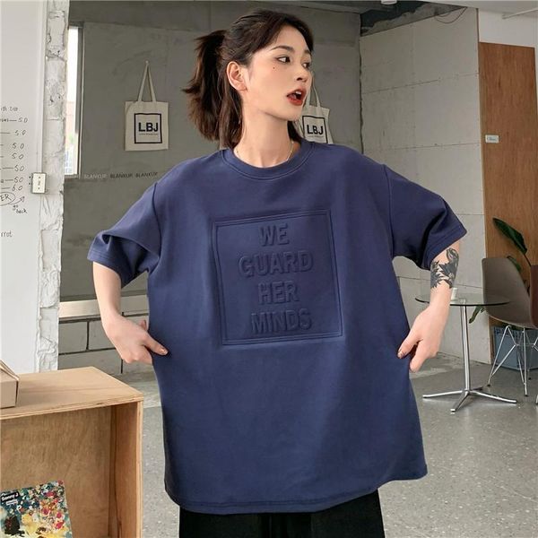women's t-shirt korean oversized 3d printed solid t-shirts women vogue letters short sleeve round neck loose casual blue gray basic tee, White
women's t-shirt korean oversized 3d printed solid t-shirts women vogue letters short sleeve round neck loose casual blue gray basic tee, White