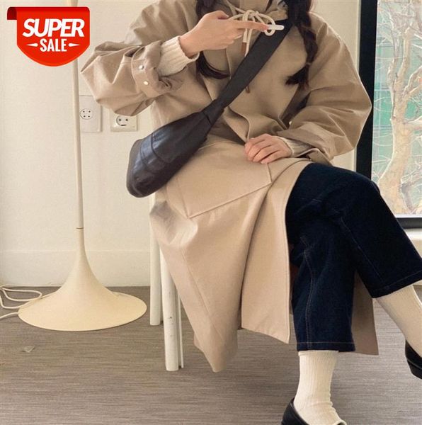 vegetable korean spring hat tether trench coat #1f3o, Black