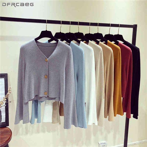 women's knits & tees flare sleeve pull femme slim knitting women sweaters autumn single breasted crop v-neck short cardigan s, White
women's knits & tees flare sleeve pull femme slim knitting women sweaters autumn single breasted crop v-neck short cardigan s, White