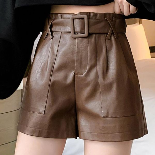 women's shorts autumn winter ladies outwear loose pu leather women high waist casual streetwear a-line wide leg short belt, White;black
women's shorts autumn winter ladies outwear loose pu leather women high waist casual streetwear a-line wide leg short belt, White;black