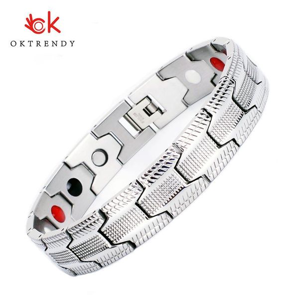 link, chain oktrendy health magnetic therapy bracelet men jewelry silver 316l stainless steel 4 elements bracelets & bangles, Black
link, chain oktrendy health magnetic therapy bracelet men jewelry silver 316l stainless steel 4 elements bracelets & bangles, Black