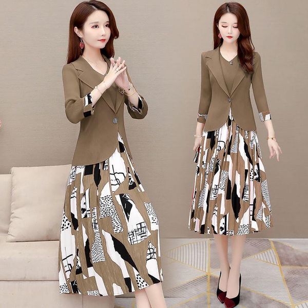 autum pleated high waist women dress slim two piece sets korean fashion simple v neck button printing three quarter sleeve, White
autum pleated high waist women dress slim two piece sets korean fashion simple v neck button printing three quarter sleeve, White