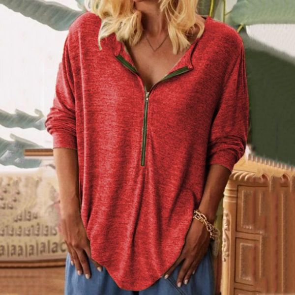 women's t-shirt spring female fashion streetwear casual long sleeve v-neck zipper shirt loose women tshirt large size colthing, White
women's t-shirt spring female fashion streetwear casual long sleeve v-neck zipper shirt loose women tshirt large size colthing, White