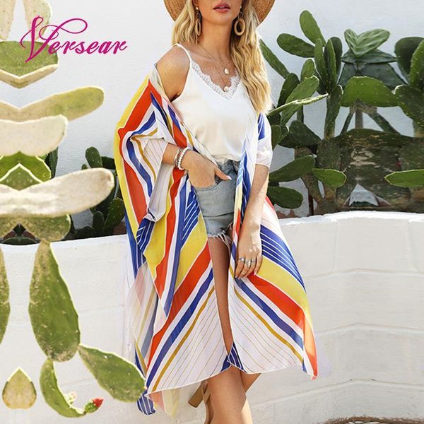 versear women beachwear chiffon kimono cardigan summer beach cover ups stripe print long loose casual open front blouse women's swimwea, White;black
versear women beachwear chiffon kimono cardigan summer beach cover ups stripe print long loose casual open front blouse women's swimwea, White;black