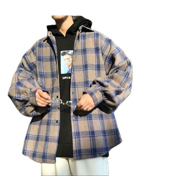 men's casual shirts 2021 male street wear thick shirt harajuku color block plaid long sleeve retro korean fashion, White;black
men's casual shirts 2021 male street wear thick shirt harajuku color block plaid long sleeve retro korean fashion, White;black