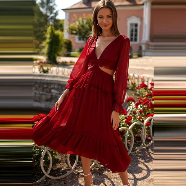 casual dresses deep v-neck chiffon dress christmas party midi female clothing bodycon elegant red women's gown, Black;gray
casual dresses deep v-neck chiffon dress christmas party midi female clothing bodycon elegant red women's gown, Black;gray
