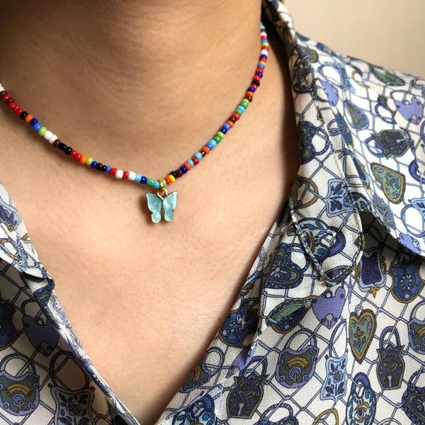 chokers korean fashion multicolor butterfly pendant necklaces for women boho colorful beads jewelry girl party gift, Golden;silver
chokers korean fashion multicolor butterfly pendant necklaces for women boho colorful beads jewelry girl party gift, Golden;silver