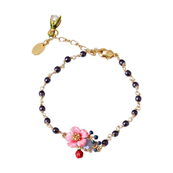 link, chain european and american fashion trend personality jewelry hand-painted enamel glaze fresh temperament pink flower bracelet, Black
link, chain european and american fashion trend personality jewelry hand-painted enamel glaze fresh temperament pink flower bracelet, Black