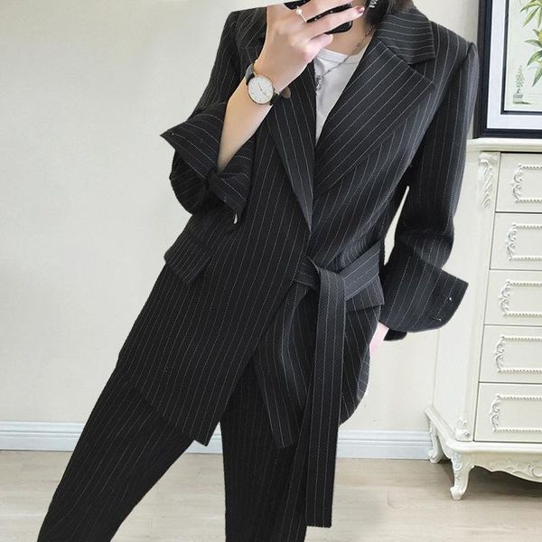 autumn and winter plus size women's female suit pants two-piece casual loose striped ladies jacket fashion trousers two piece, White
autumn and winter plus size women's female suit pants two-piece casual loose striped ladies jacket fashion trousers two piece, White