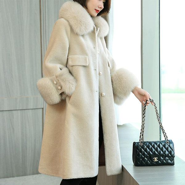 women's fur & faux lamb coat clothing 2021 winter fashion collar mid-length korean style suede lining warm, Black
women's fur & faux lamb coat clothing 2021 winter fashion collar mid-length korean style suede lining warm, Black