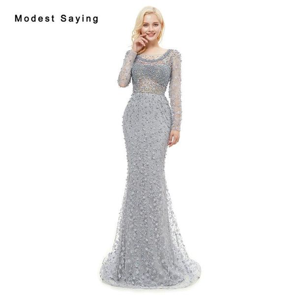 party dresses luxury sheer silver mermaid long sleeves pearls lace evening 2021 backless embroidery prom gowns custom made, White;black
party dresses luxury sheer silver mermaid long sleeves pearls lace evening 2021 backless embroidery prom gowns custom made, White;black
