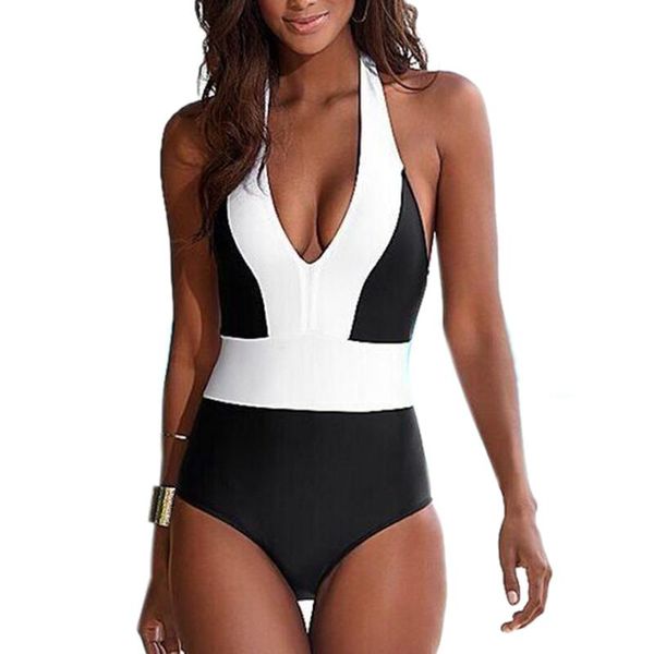 push up one piece women halter sell beach brazilian swimsuit black and white patchwork bathing suit, White;black
push up one piece women halter sell beach brazilian swimsuit black and white patchwork bathing suit, White;black