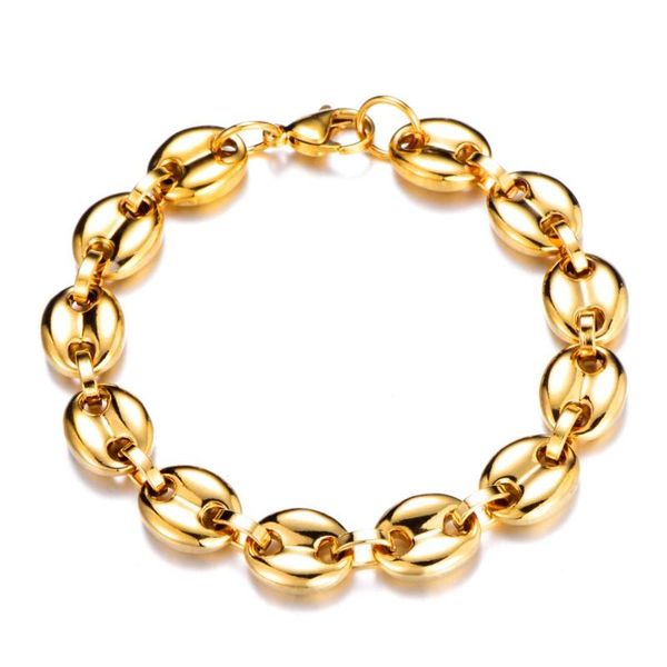 link, chain gold silver coffee beans link bracelets for men women stainless steel fashion hip hop jewelry gift bead, Black
link, chain gold silver coffee beans link bracelets for men women stainless steel fashion hip hop jewelry gift bead, Black