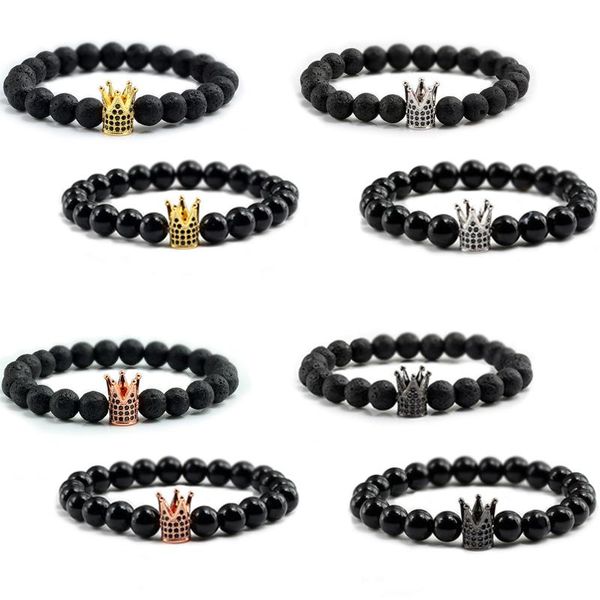 beaded, strands matte lava stone magic black men bracelet charm crown silver/gold//gun black/rosegold bangle queen and king bracelets for co 
beaded, strands matte lava stone magic black men bracelet charm crown silver/gold//gun black/rosegold bangle queen and king bracelets for co